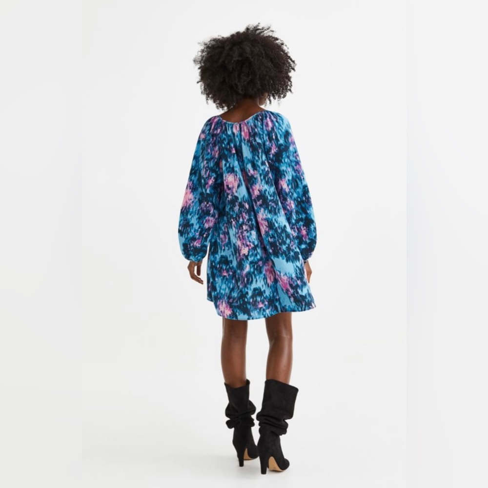 NWTS H&M Ballon Sleeve Creped Dress - Picture 5 of 6